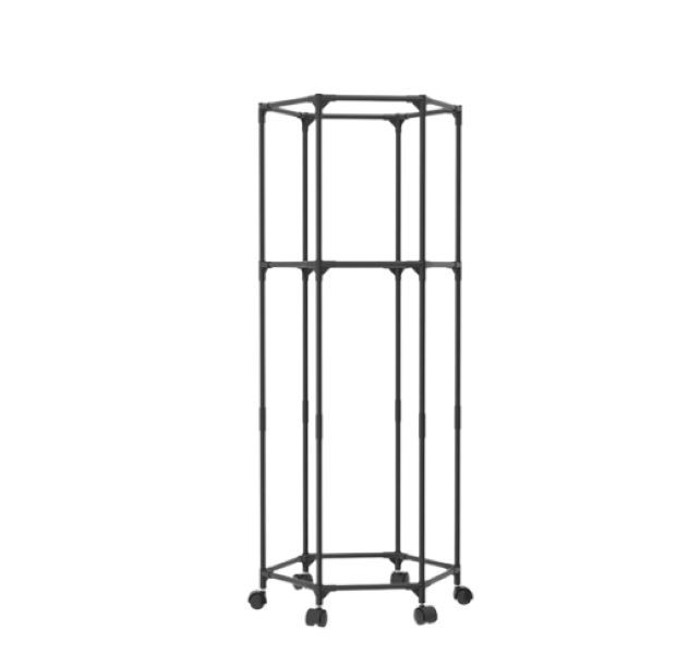 UNIW Hexagonal Double Layer Clothes Rail Rack with Wheels