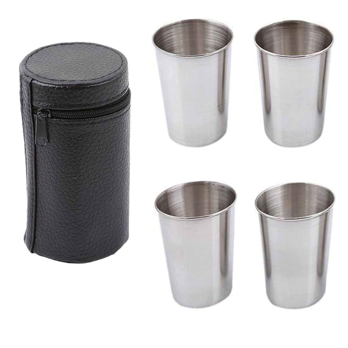 LMA 4 Pack Stainless Steel Travel Cup Set with Carry Pouch FX8886C