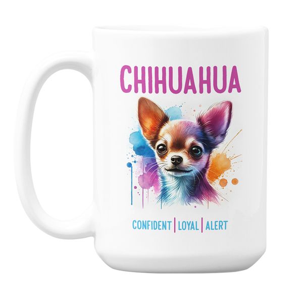 Chihuahua Jumbo Watercolour Mug Colourful Rainbow Pet Dog Traits Design