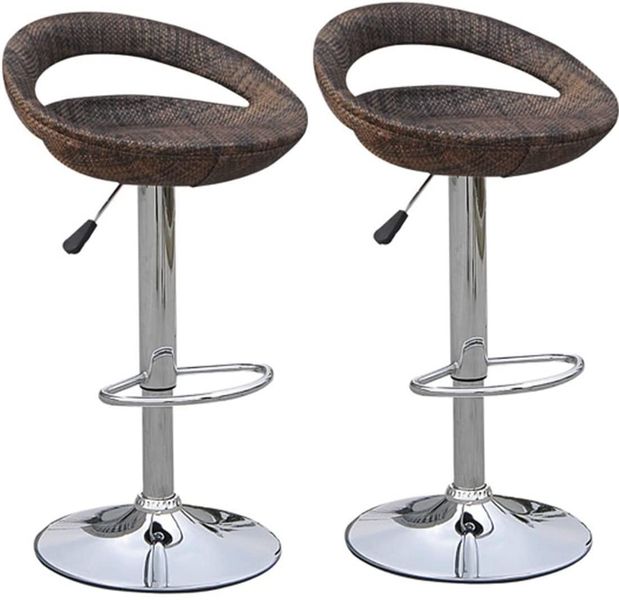 Bar / Kitchen Counter Stools - 2 Pack - Rattan Wicker- Dark Brown Colour