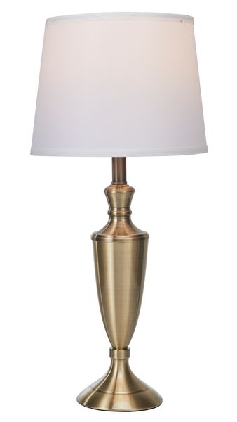 Antique Brass Table Lamp with White Material Shade - TL693 Antique