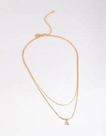 Letter S Gold Plated Layered Diamante Initial Necklace - Lovisa