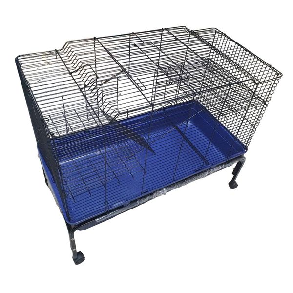 Extra Large Blue Rabbit Cage with Stand on Wheels (101.5 x 51 x 84cm)