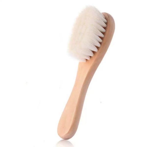 Wooden Baby Hair Brush, Natural Soft Goat Bristles, Cradle Cap Brush