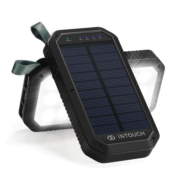 Intouch Black Powerbank Wireless 10000 Mah Solar - Black