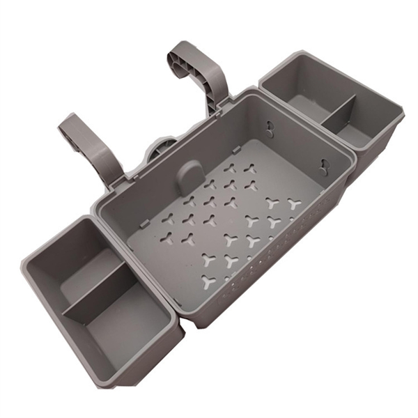 Poolside Storage Basket With Pool Cup Holder, Above Ground Pool, Gray
