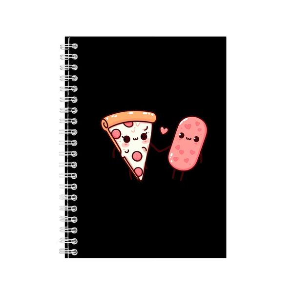 Pizza A5 Notebook Spiral Lined Matching Couples Graphic Notepad Present 092