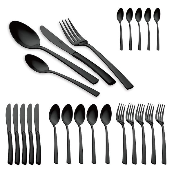 Berlinger Haus 24-Piece Stainless Steel Cutlery Set - Black Mirror