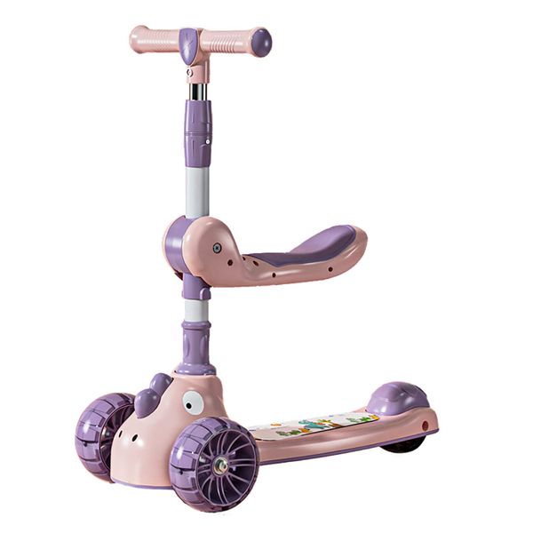 Adjustable 3 Wheel Scooter With Seat and LED Light