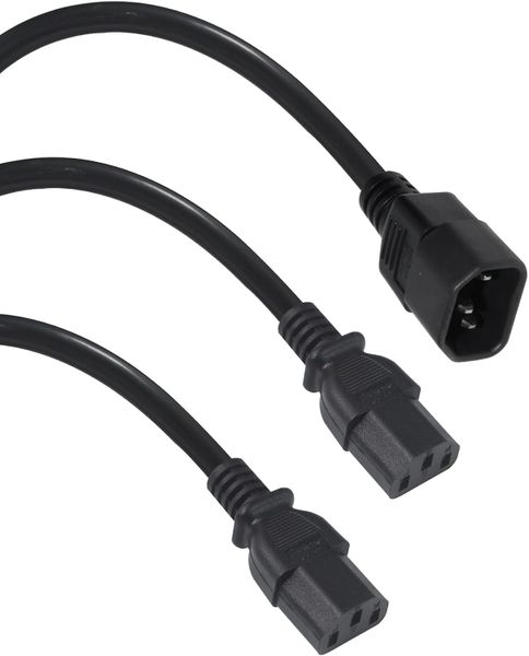 SlingTech IEC C14 Male to Dual IEC C13 Female Power Extension Cable-1.8m
