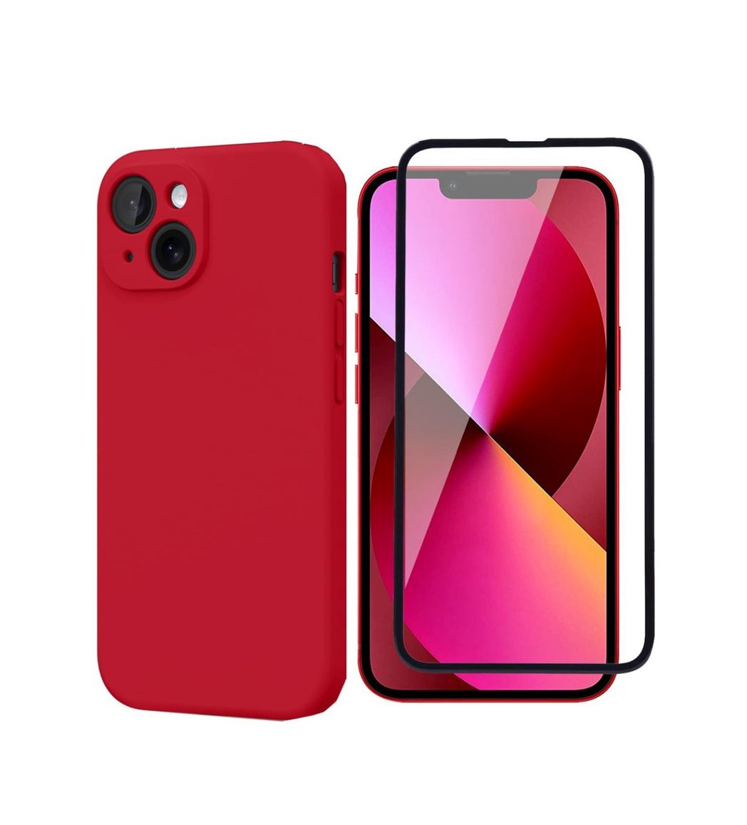 Silicone Phone Case & Screen Protector Combo For Iphone 14-Red | Shop ...