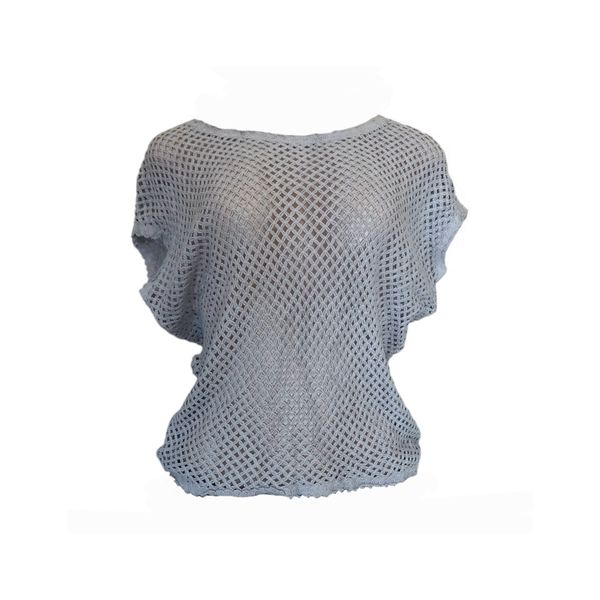 Grey short sleeve Crochet top