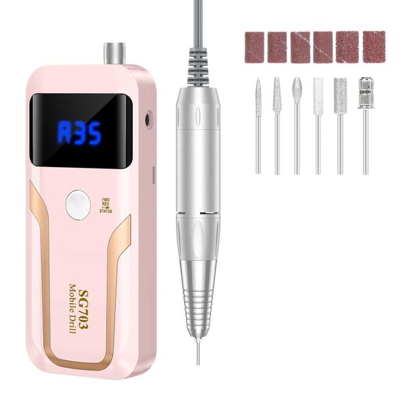 Portable Nail Drill Professional 35000 RPM Nail File Machine, Pink