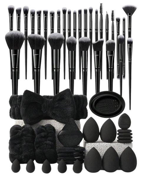 24 Piece Beauty Tool Set With 30 Makeup Brushes - Black