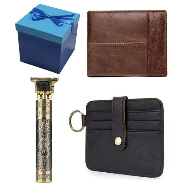 Exclusive Men's Gift Set: Hair Clipper and Genuine Leather Wallet