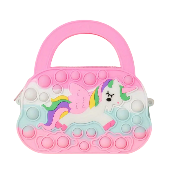 Kids Interactive Unicorn Pop-It Shoulder Handbag - Pink