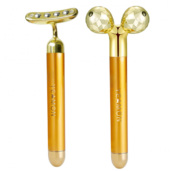 24K Electric Face Massager Roller 3D T-Shaped Beauty Tool for Face Lift