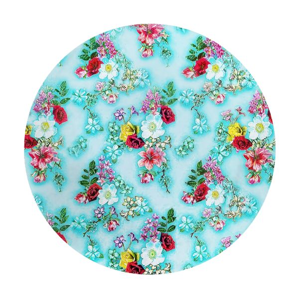 Turqoise Floral Essence Round Tablecloth
