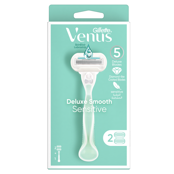 Gillette Venus Deluxe Smooth Sensitive Handle + 2 Women's Razor Blades