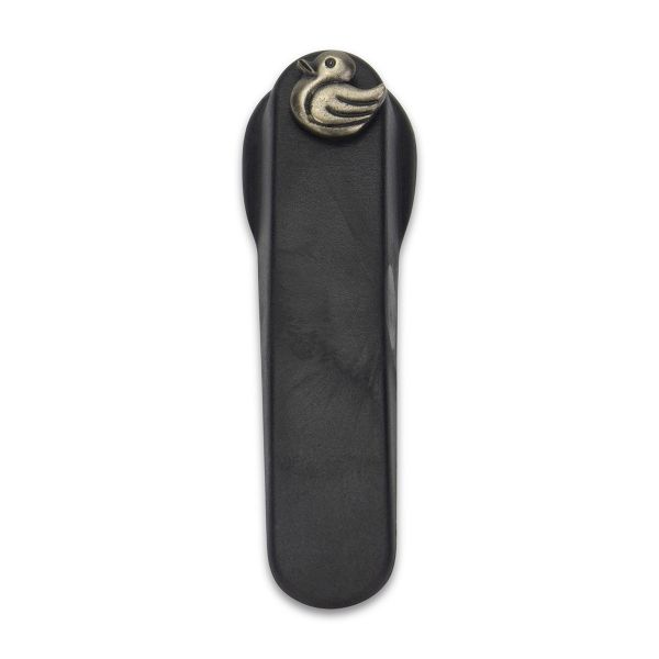 Doorstopper - Rustic Silver Duck Pendant - Rubber - Black