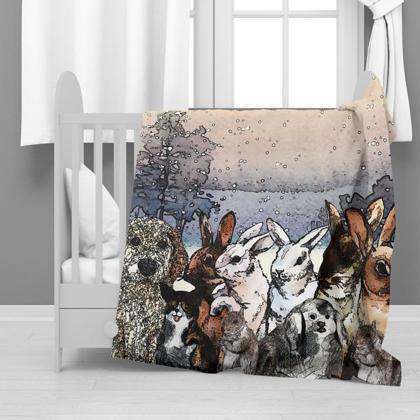 Mix of Rabbits Minky Blanket