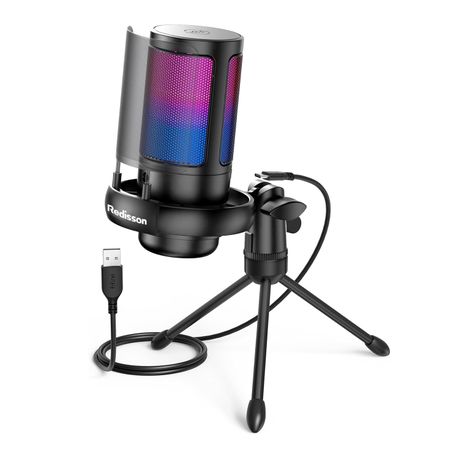 Redisson USB Microphone - RGB Gaming/Podcast Mic for PC/Mac/PS4/5 | Mute Image