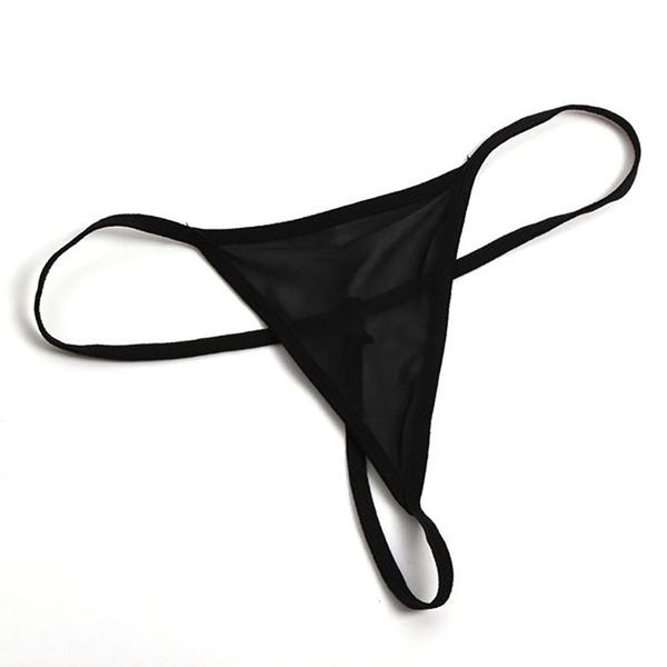 Belle Amoureuse Women Black Faux Leather G String with Elastic Band - Large