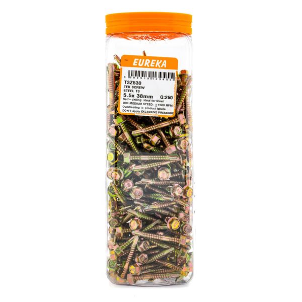 EUREKA Tek Screw Hex Head Coarse Thread 5.5 x 38mm Q:250 T3Z530