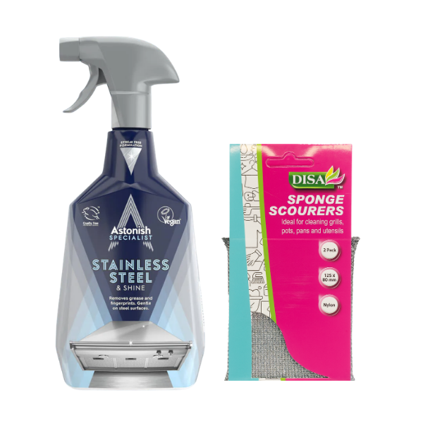 Astonish Stainless Steel &amp; Shine | Disa Scourer 2-Pack - Combo