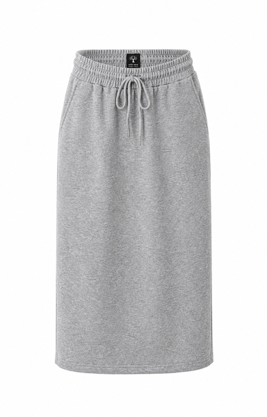 Secret Shield Grey Relaxed Luxe Midi Skirt 100% Cotton