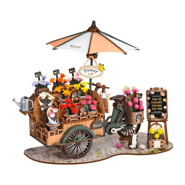 Rolife Robotime Blossom Cart - 187 Piece DIY 3D Wooden Puzzle