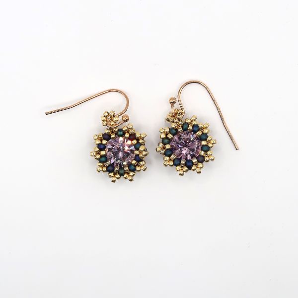 Starburst Purple And Gold Earrings
