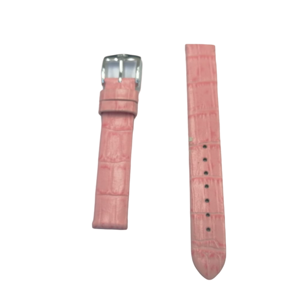Pink Croco Grain Watch Strap - 14mm