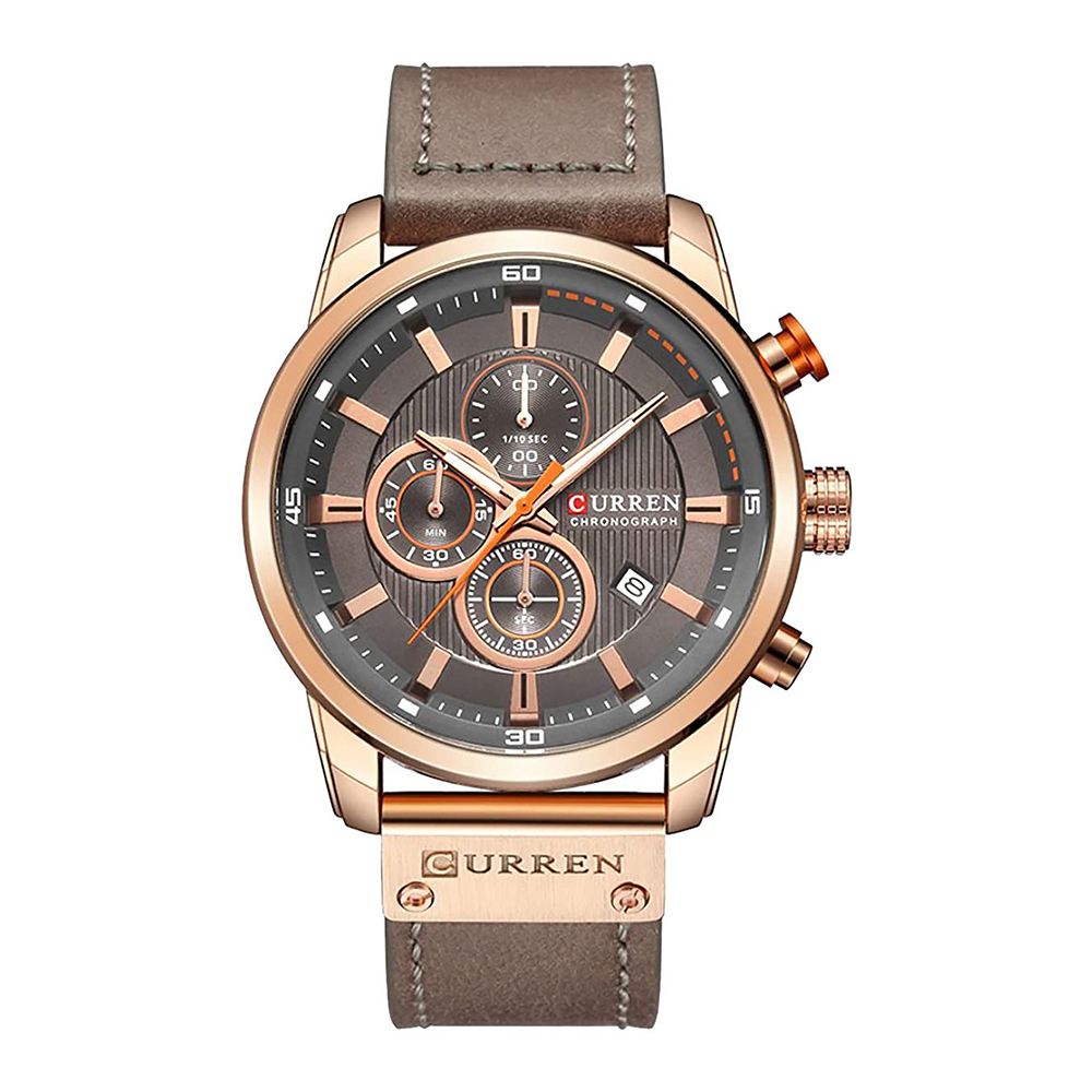 Curren Brown Leather Strap Men's Quartz Watch | Buy Online in South ...