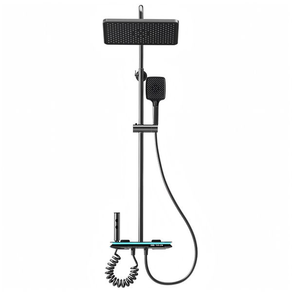 Piano Style Digital Display Thermostatic Shower Set with Rainfall Head