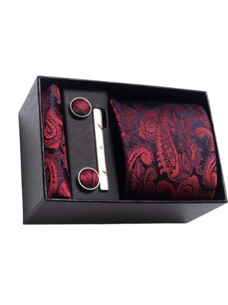 AlanKing 1 Set Tie, Handkerchief &amp; Cufflinks Gift Box