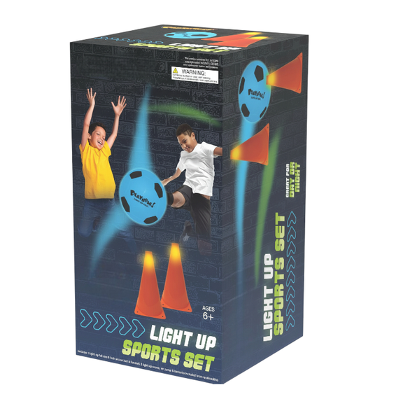 Light-Up Soccer Set - Inflatable Ball with Impact-Activated Lights