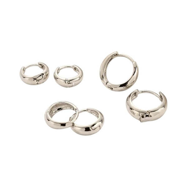3 Pairs - Tiny Hoop Silver Earrings