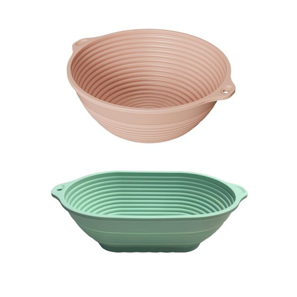 Silicone Bread Banneton Basket Sourdough Proofing Basket for Baking - 2 Piece