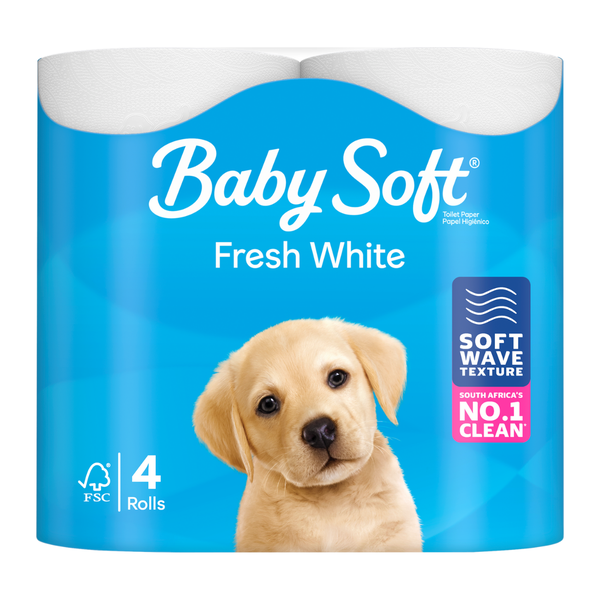Baby Soft Fresh White 2 Ply Toilet Paper - Pack of 4