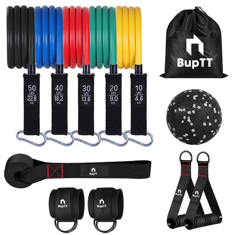 BupTT - Resistance Bands 12 Piece Set - Workout Fitness Yoga Home Gym Equipment