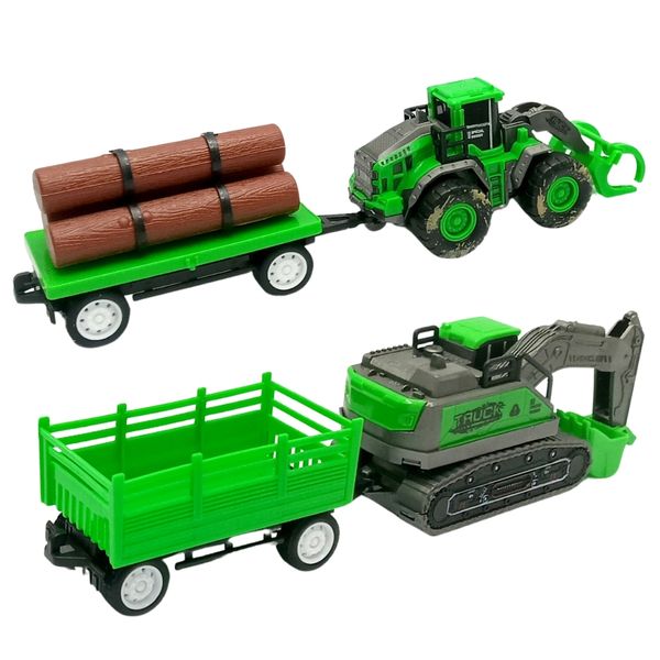 2-in-1 Farm Truck Toy Playset - Pretend Play Vehicle Toys for Kids