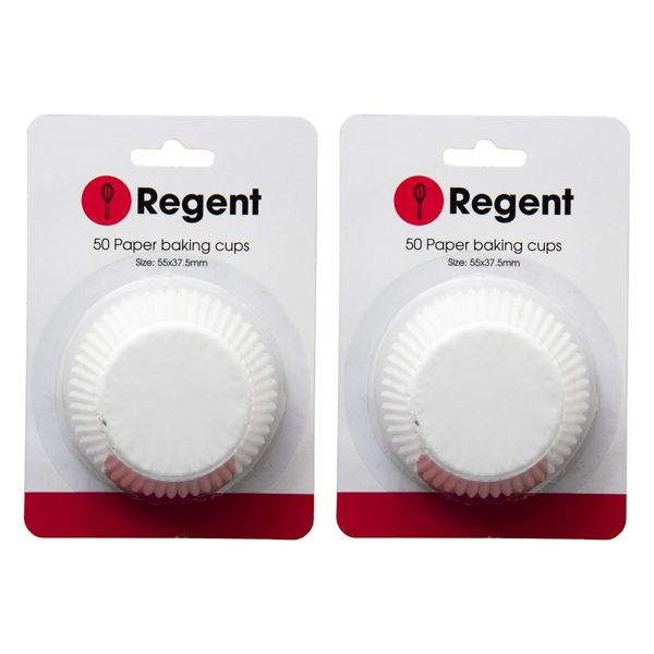 Regent Cake Cups White 55X37.5mm 2 Pack 100 Pieces
