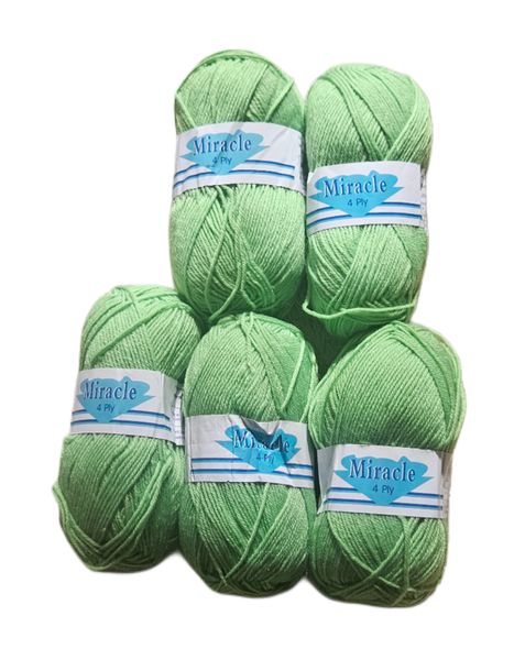 4ply Acrylic Wool Yarn (Pack of 5 x 100g)- Mint Green