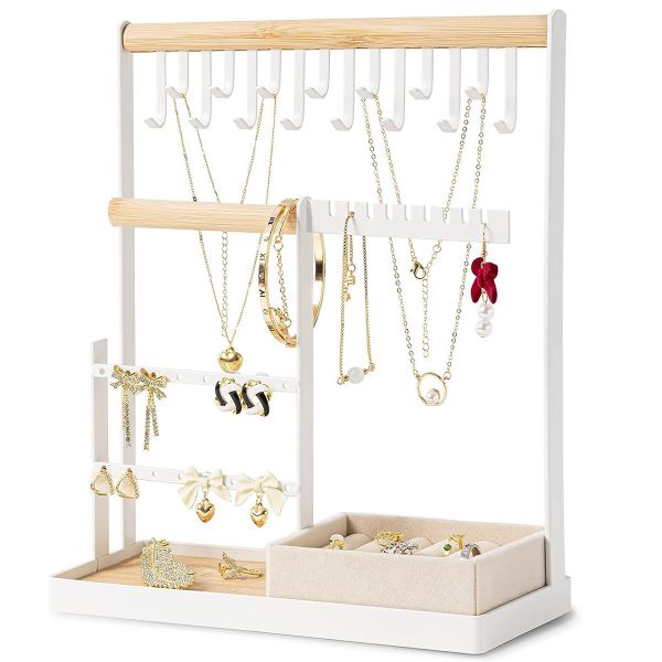 Jewelry Stand Jewelry Holder Organizer for Bracelets Earrings Rings -White