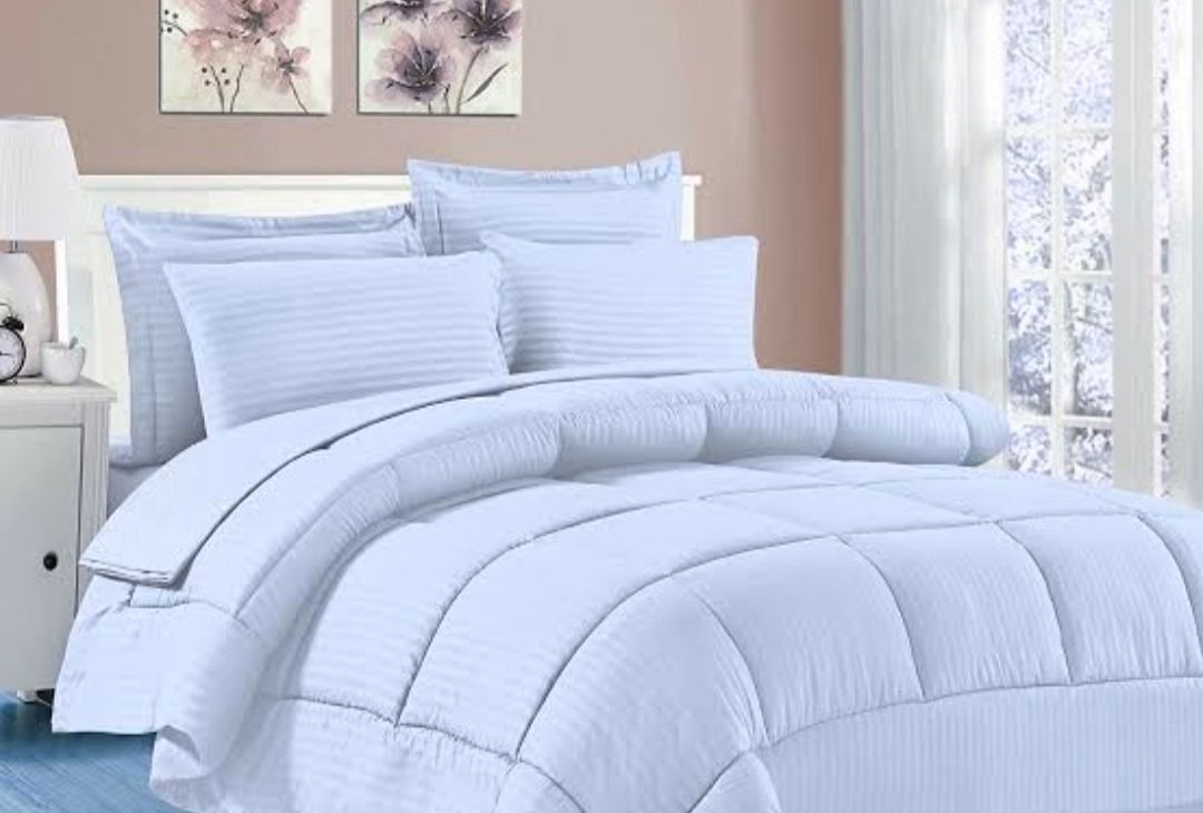 5pc Stripe Comforters White