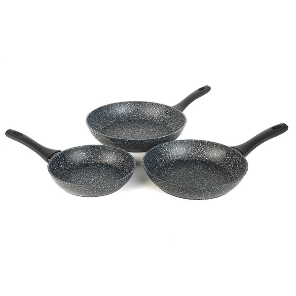 3piece Marble Non Stick Interior Aluminum Fry Pan