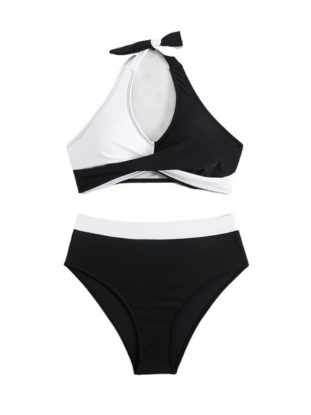 New Solid Color Patchwork Soft Cup Women's Swimsuit Bikini Set