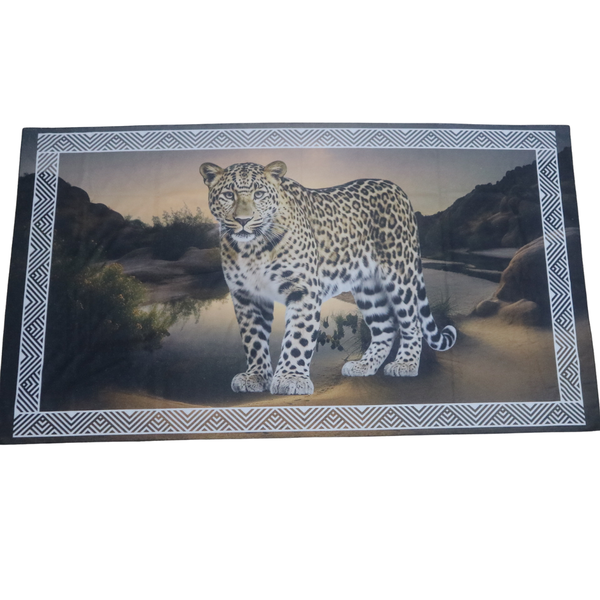 Safari Cheetah Beach Towel - 180 x 100 cm African Wildlife Geometric Design
