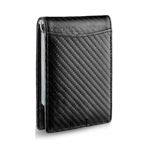 Men's Leather Wallet with RFID Blocking - Credit Card Holder - Black